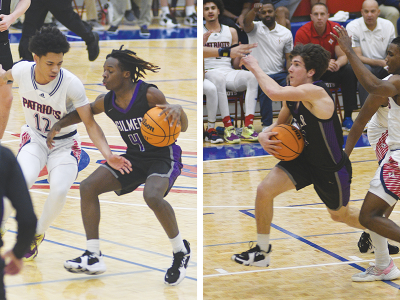 Left, point guard Mark Tyson initiates the offense. Right, Will Kiker drives through the lane.