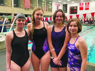 From left, are GHS Lady Cat swimmers Esther Bowman, Lillie Martin, Lyra May and Addison Emond.