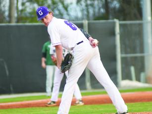 GHS senior pitcher Seth Darling struck out 12 Hiram batters in four innings last Monday.