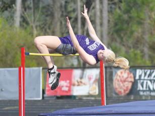 Gilmer High junior Taylor McCormick cleared 5’ 3” in the high jump last Friday to win the Region 7-3A championship.