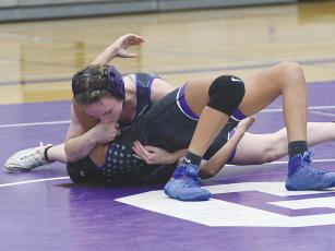 Josephine Royer finished first in her weight class at last Saturday’s Girls Kickoff Scuffle in Jefferson.