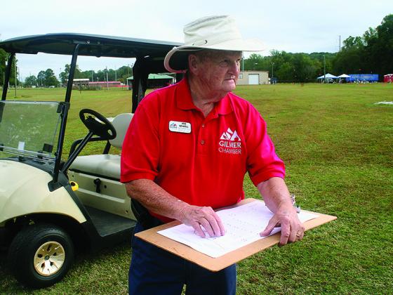 Joe Sewell, of the Gilmer Chamber, surveys the Ellijay Lions Club Fairgrounds after spaces for Georgia Apple Festival vendor booths had been flagged and set last week.