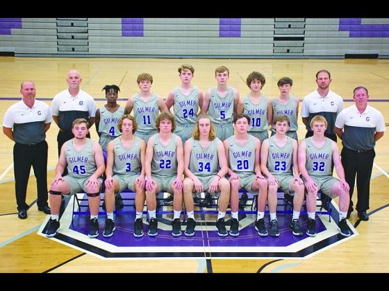 Above are Gilmer High’s varsity Bobcats and coaches. Seated, from left are Gavin Berger, Carson Pierce, Braden Jenkins, Cade Carter, Lewis Mulkey, Ethan Banks and Isaiah Hopper. Back row, are coaches Bobby Teague and Brad Jenkins, and players Mark Tyson, Luke Wimpey, Bryson Sisson, Brady Sanford, Britt Taylor, Dylan Abercrombie and coaches Jordan Hice and Jamie Pierce.