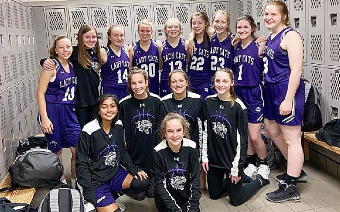 Above are members of the eighth-grade Clear Creek Lady Cats’ basketball team following their Mountain League tournament game versus Pickens.