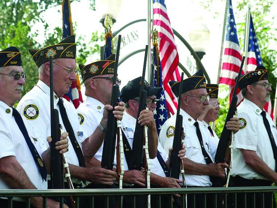 Members of the North Georgia Honor Guard are pictured preparing to fire a three-volley rifle salute during a past event at the Veterans Memorial Bridge and Garden in Ellijay.
