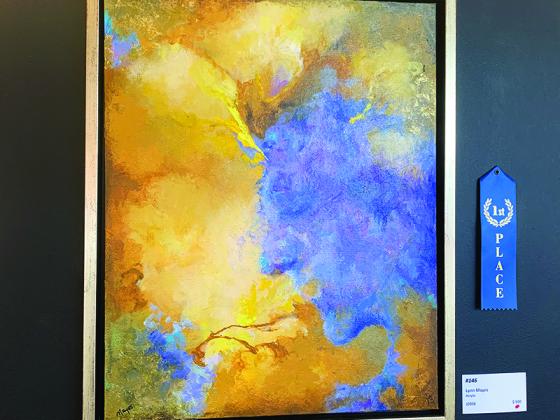 An acrylic painting by Lynn Mayes was chosen as the first-place winner in the two-dimensional category.