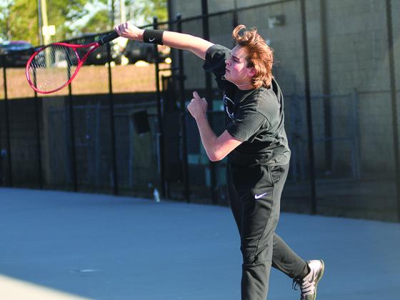 Gilmer’s No. 1 single Brett Becker defeated his Pickens opponent 6-0, 6-0 last Thursday.