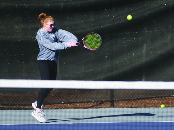 Above, Lady Cat singles player Hope Colwell and below is Bobcat single Bryson Sisson, helped their respective teams start the season with 4-0 records.