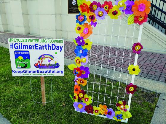 In recognition of Earth Day, an upcycled project created by local artist Nancy Brown and members of Stay Active Ellijay was on display in front of the Gilmer County Courthouse.