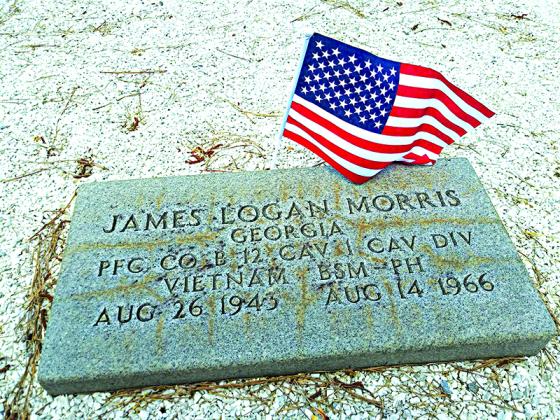 The gravesite of James Logan Morris at Liberty Baptist Church, killed in Vietnam 12 days before his 23 birthday.