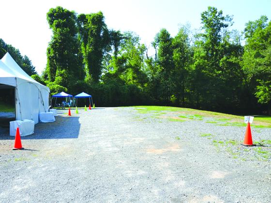 Tents are set up at the ETC pavilion where testing is being done.
