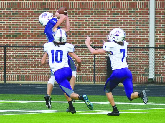 Wingback Kobe Stonecipher gets behind the safeties for a 35-yard reception.