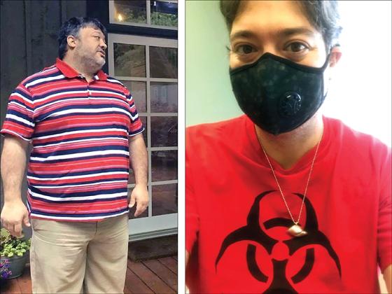 Colton Parker is pictured, at left, before he was diagnosed with liver failure and, at right,100 pounds lighter following a transplant this past summer.