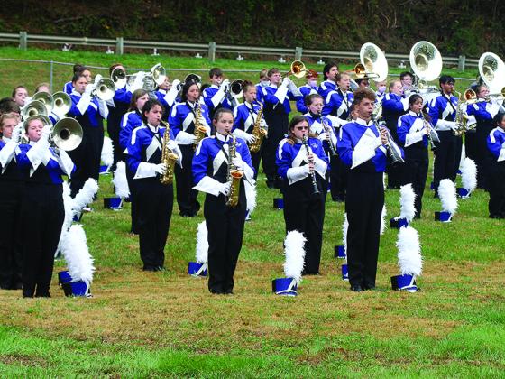 The Gilmer High School Band performs a program of patriotic music.
