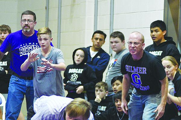 From left, are former coaches Bo Dorsey and Walt Monroe. The duo has 36 combined years of coaching middle school wrestling in Gilmer County and stepped away from the sport at the conclusion of last season.