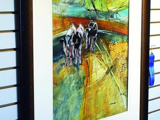 Barbara Edwards' watermedia piece, "Night Pastures," is among the winning entries in a juried exhibit now on display at the Gilmer Arts Gallery.
