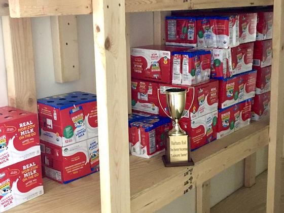 The Gilmer Community Food Pantry thanked everyone who recently donated shelf-stable milk boxes for use in its Sack Pack program by presenting a rotating volunteer trophy to the citizens of Gilmer County.