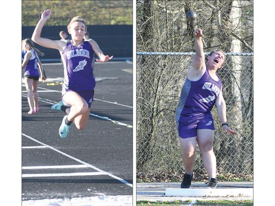 Lady Cat Reagan Boling (left) placed second in the long jump at the Dalton Rotary Invitational last Saturday while Luke Bryant (right) was 12th in the shot put.