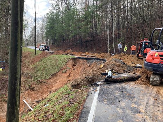 Storm damage in Coosawattee River Resort included a washed-out section of Newport Drive, which remains closed.