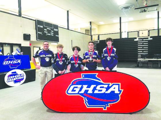 Along with coach Rodney Thurman, from left are Gilmer High School Rocket League players Canyon Adams, Holden Vines, Austin Long and Jackson Fountain. They teamed up last Wednesday to help GHS finish second in the Rocket League portion of the Georgia High School Association’s Spring Esports State Championships.
