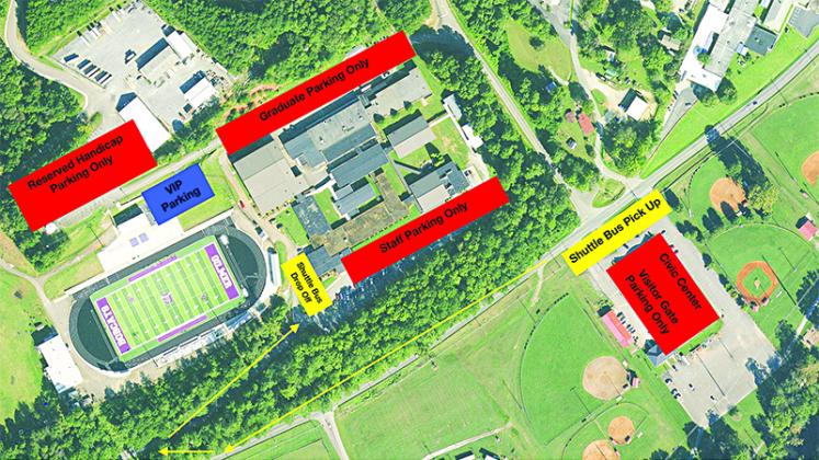Stadium and visitor gate parking.