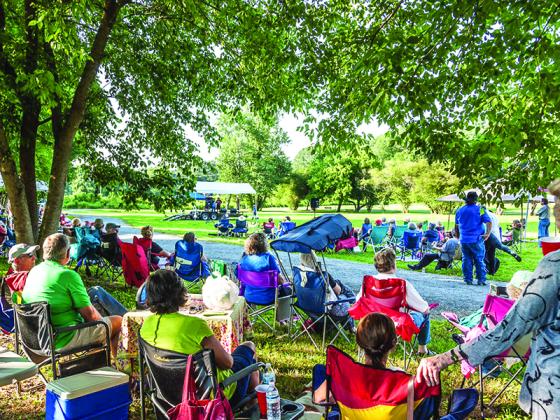 An audience enjoys the first Acoustic Blends event held at Harrison Park in 2019. 