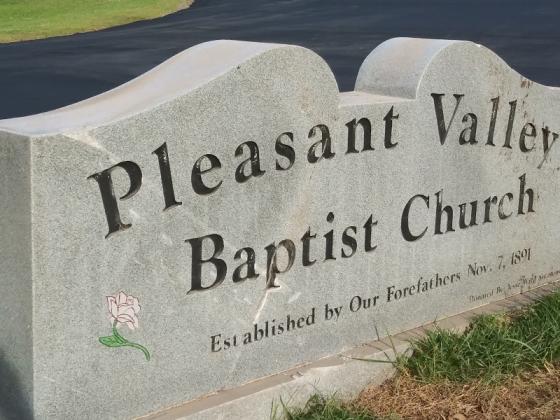 The broken church sign at Pleasant Valley Baptist on Yukon Road was re-erected and noticed early Tuesday evening after a story about it went to press. (Story & photos by Mark Millican)