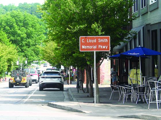 The removal of parking spaces in front of businesses on the downtown roundabout and parallel parking on River Street, above, is currently being explored by both the Ellijay Downtown Development Authority and City Council.