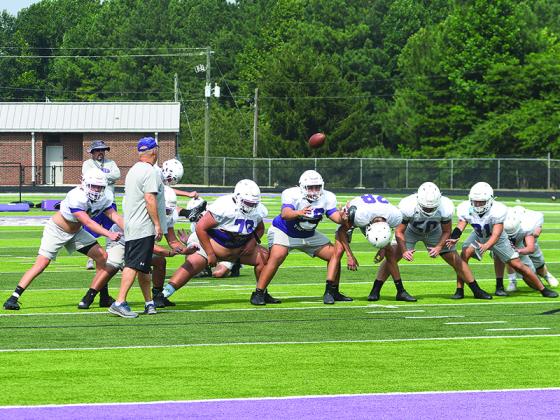 Gilmer spent last week installing its special teams packages, and the Bobcats are pictured above practicing field goals and extra points at Monday’s practice.