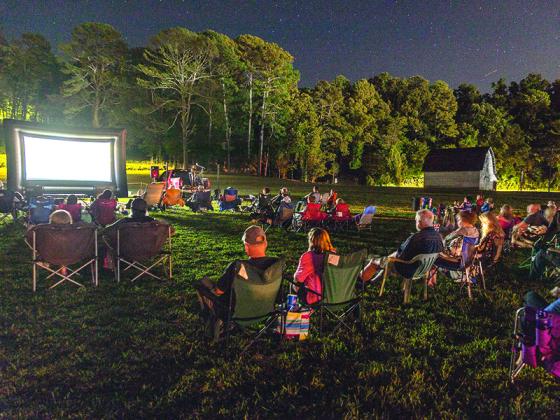 Attendees enjoy the first outdoor movie night presented by the Friends of Harrison Park in 2019. (Photo by Rick Lucas)