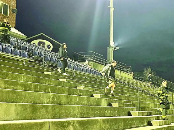 Early Saturday morning, Gilmer Fire and Rescue personnel honored the lives of the 343 firefighters who helped evacuate thousands of people from the World Trade Center towers on Sept. 11, 2001, by climbing the equivalent of 110 floors at Huff-Mosley Memorial Stadium.