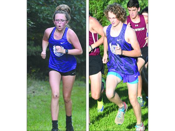 From left, are Gilmer runners Kamryn Baxter and John Keener, who both hit the trail at last Tuesday’s Mountain Invitational.