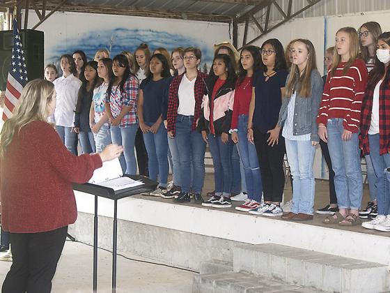 The honorary Veterans Day program at the Ellijay Lions Club was highlighted by live performances of patriotic music. Among the featured performers were the Gilmer High School Chorus, under the direction of Hannah Carter.