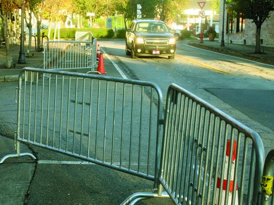 Temporary parking barricades on River Street will be moved to the roundabout prior to the Nov. 26 Light Up Ellijay festivities.