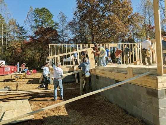 Habitat for Humanity team members are shown building a home in Fannin County. 