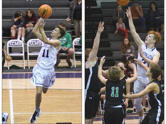 Above are Clear Creek’s Boston Teague and Douglas Callihan. Teague finished with 17 points in last Monday’s league championship game versus Fannin County. Callihan scored 16 points in the seventh-grade’s first round loss to Union County.