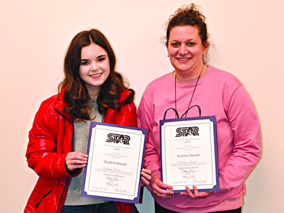 Gilmer High School STAR Student Kinsleigh Purvis, left, is pictured with her STAR Teacher, Ashley Stover. (Photo by April Teague/Staff)