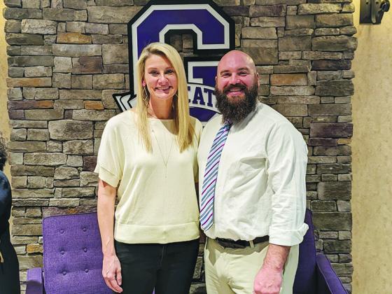 Dani Wright is joined by husband David following last Thursday’s board of education meeting. Dani is the new head coach of the Gilmer High Lady Cats basketball program, and David will be a basketball and football assistant coach at GHS.