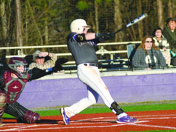 GHS senior Grant Cochran belts a double versus Southeast Whitfield Monday.