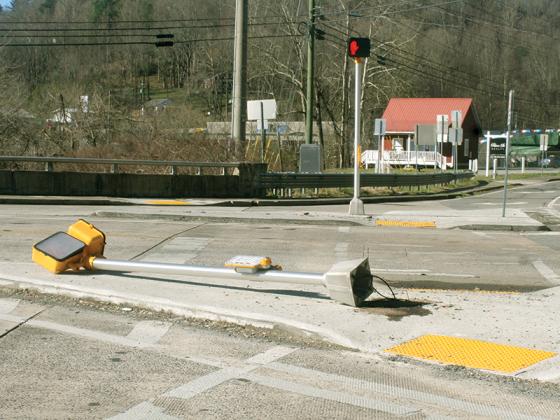 Downed crossing signal 