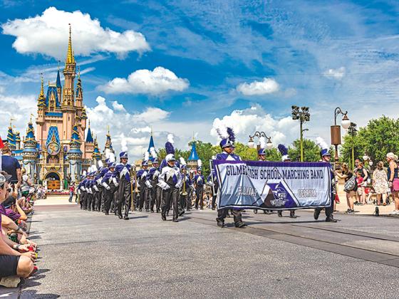 The Gilmer High School Marching Band takes to Disney World’s enchanted Main Street where the band was recently featured in one of the Magic Kingdom’s popular parades.   