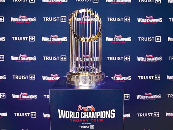 The World Series Championship Trophy currently held by the Atlanta Braves will come to Ellijay in June as part of the Braves’s trophy tour of the Southeast. (Atlanta Braves photo)