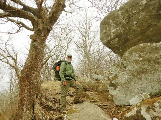 Travis Crouch is pictured near Tennessee’s Stratton Bald during his second thru-hike of the Benton MacKaye Trail earlier this year. 