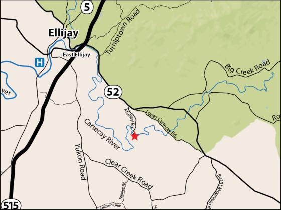 The red star indicates the Mulkey Rd. takeout location