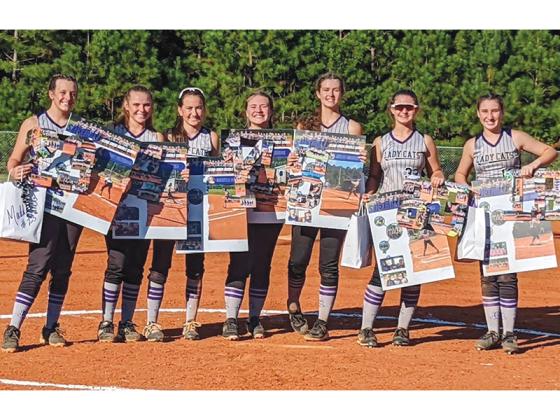 Clear Creek celebrated its eighth-grade softball players last Tuesday. From left are, Maddy Patterson, Sarah Dale, Makayla Martin, Mia Henson, Jaylee McDaniel, Emma Cagle and Lily Jones.