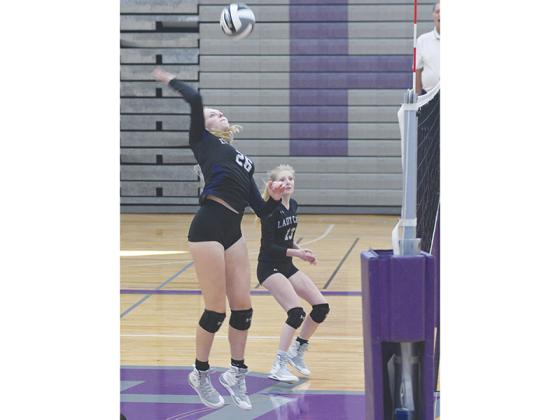 Gilmer High senior Taylor McCormick goes up for a kill versus the Murphy Bulldogs last Monday.