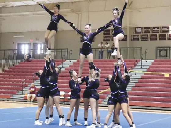 Gilmer High School’s competition cheerleaders were at Dawson County High School last Saturday for their second event of the year, and GHS finished fourth in its division. Head coach Naomi Esparza noted GHS showed overall improvement. She hopes to see continued improvement this Saturday at South Forsyth, specifically when it comes to cheerleaders’ stunts.