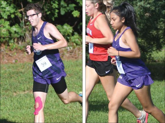 From left are Gilmer High’s Michael Little and Amalia Raymundo, who were the top Bobcat and Lady Cat runners, respectively, last Tuesday.