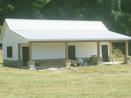 Construction of a rest room building at Harrison Park is expected to be finished by the end of December. 