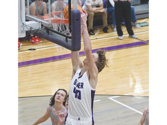 Gilmer High’s Jackson McVey throws down a fast break dunk versus Copper Basin for two of his team-leading 17 points last Saturday.